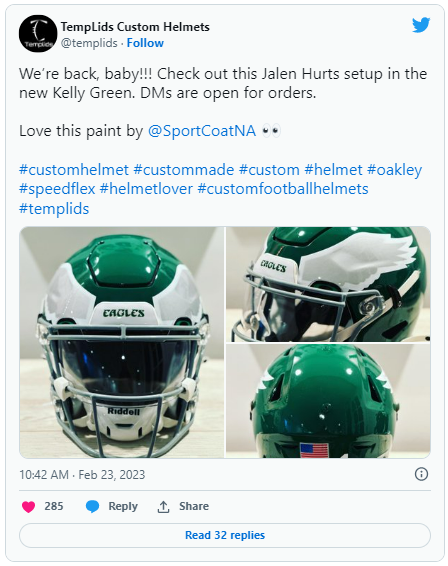 Photos of Eagles' new Kelly green helmet released - The 411 - The